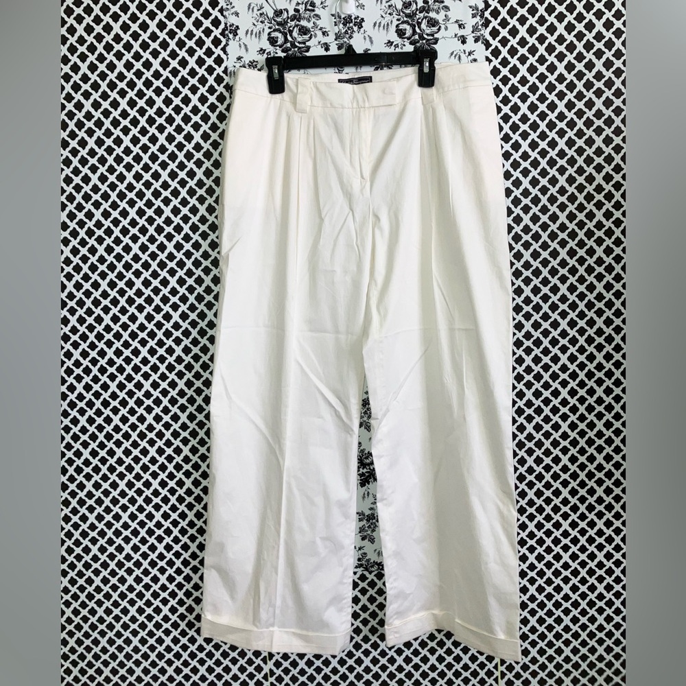 Salvatore Ferragamo white mid rise pleat front cuffed hem pants sz 48 chinos